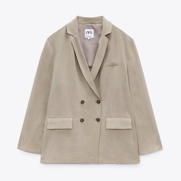 ZARA | Oversized Linen Blend Blazer - Picture 5 of 9